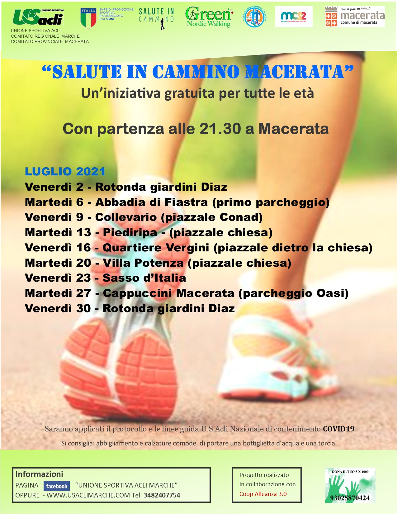 “Salute in cammino” riparte a Macerata dalla Rotonda dei Giardini Diaz 